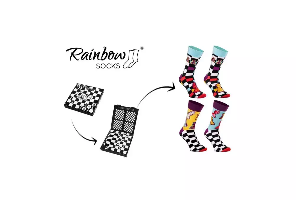 Skarpetki szachowe Rainbow Socks - rozmiar 41-46